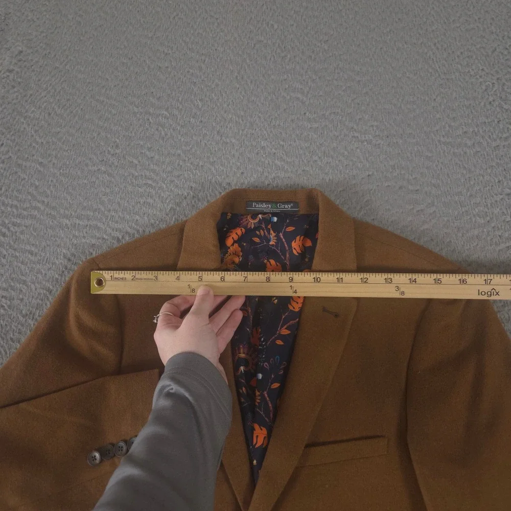 Paisley & Gray Blazer Mens 36R Brown Slim Fit Wool Blend Bird Floral Lining Coat